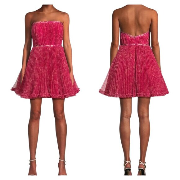 Hutch Lenzy Tulle Strapless Mini Dress Size 4 NWT $340 Pink Party Dress - Picture 1 of 6